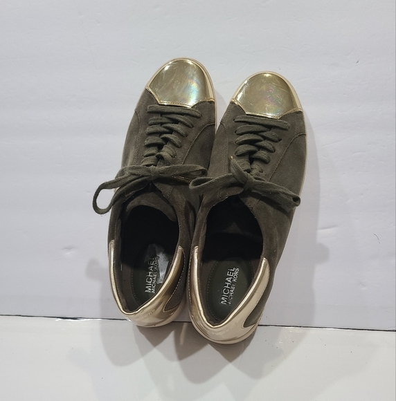 Michael Kors Frankie Suede Gold and Olive Women's Sneakers Sz.11 M - Picture 3 of 11